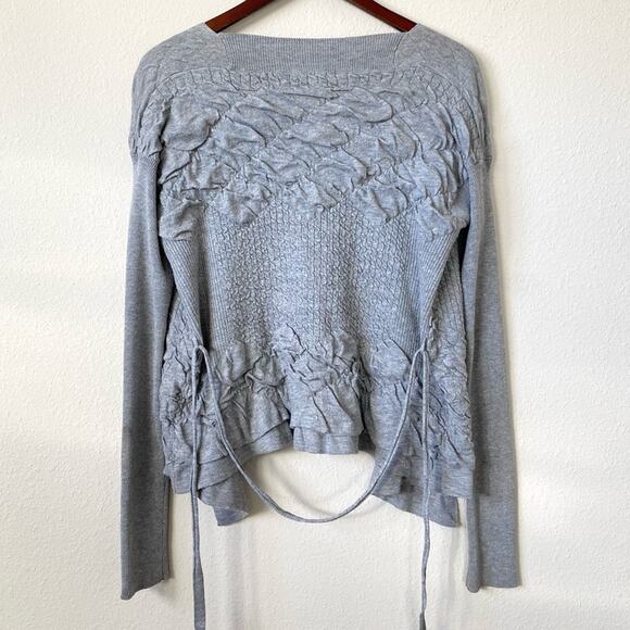 YA Los Angeles Gray Open Front Puff Detail Cardigan Size Medium - Picture 3 of 8